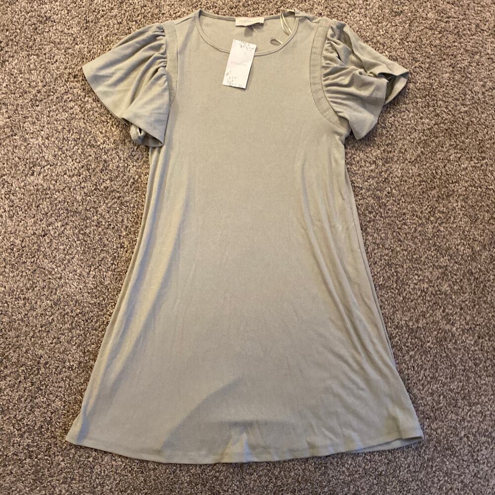 Ecothreads Seagrass Green Ribbed Dress - Size S